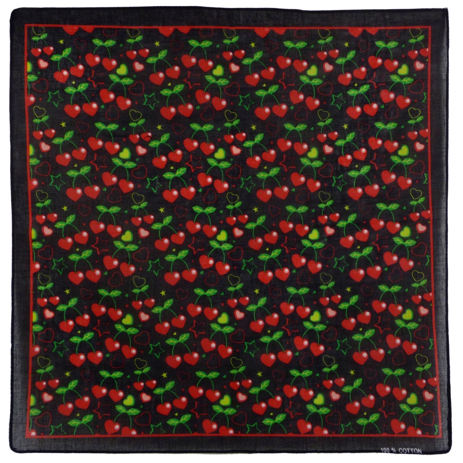 Ladies Bandana Scarf Heart Cherries Festivals Parties Fancy Dress