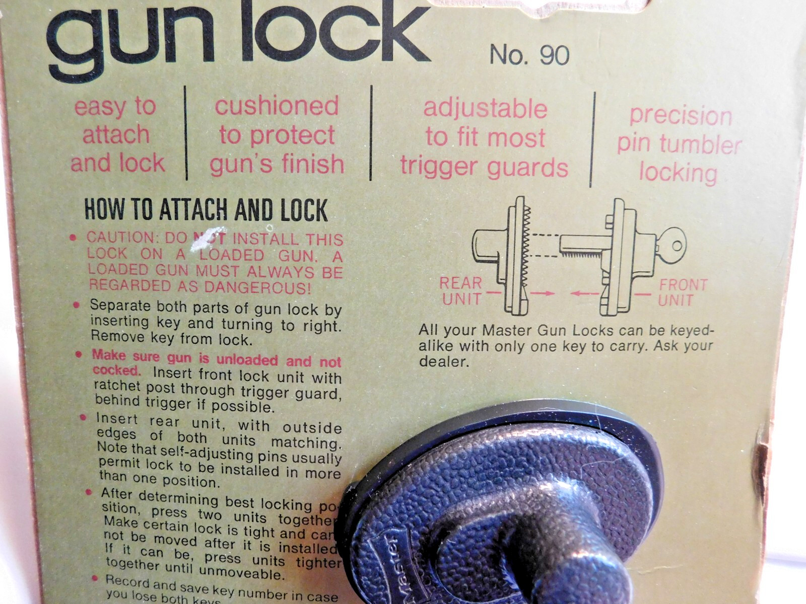 Master Gun Lock USA Made Vintage NOS
