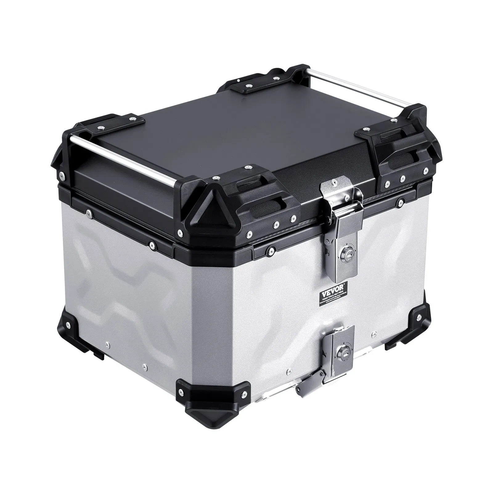 Motorcycle Top Case, Universal Aluminum Alloy Motorbike Tail Box with Leather Li