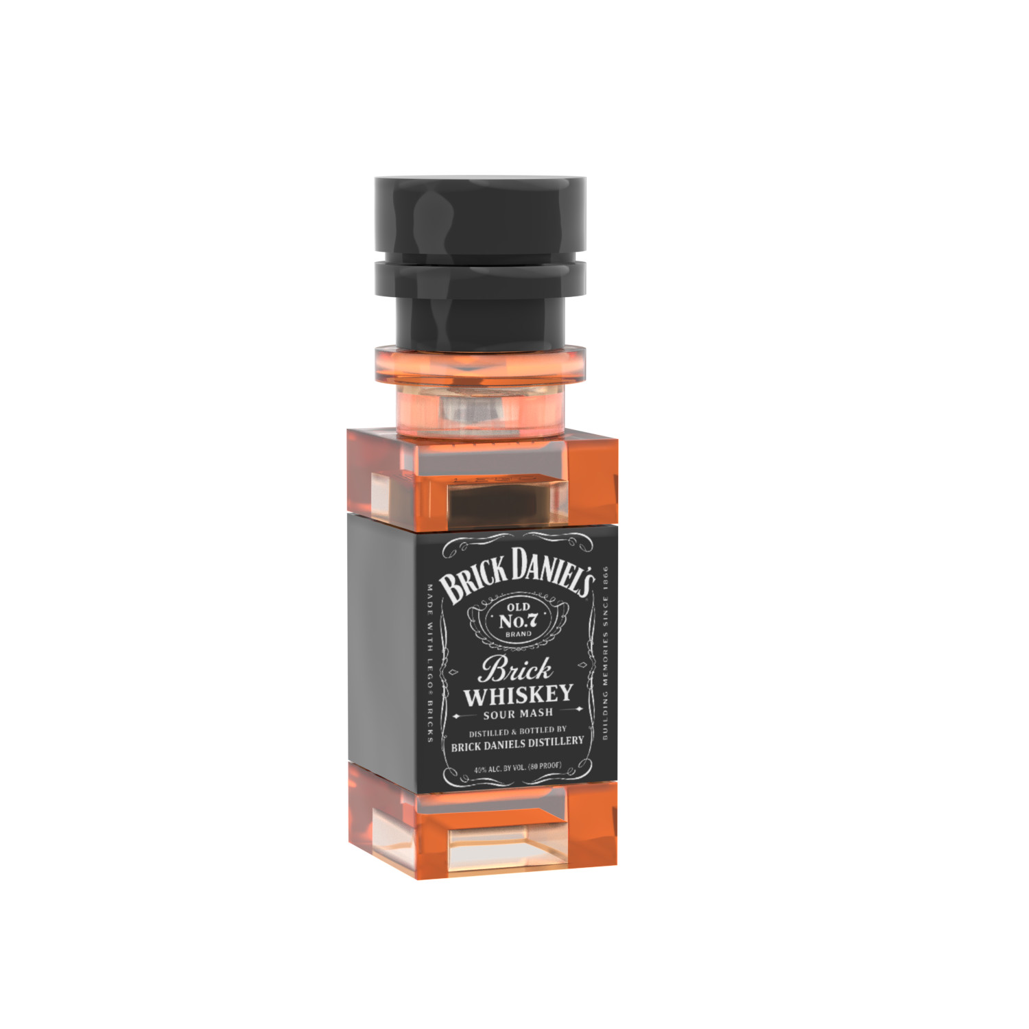 Brick Daniels Whiskey Bottle - Custom Printed -  Brick City - MOC - Bar - Pub