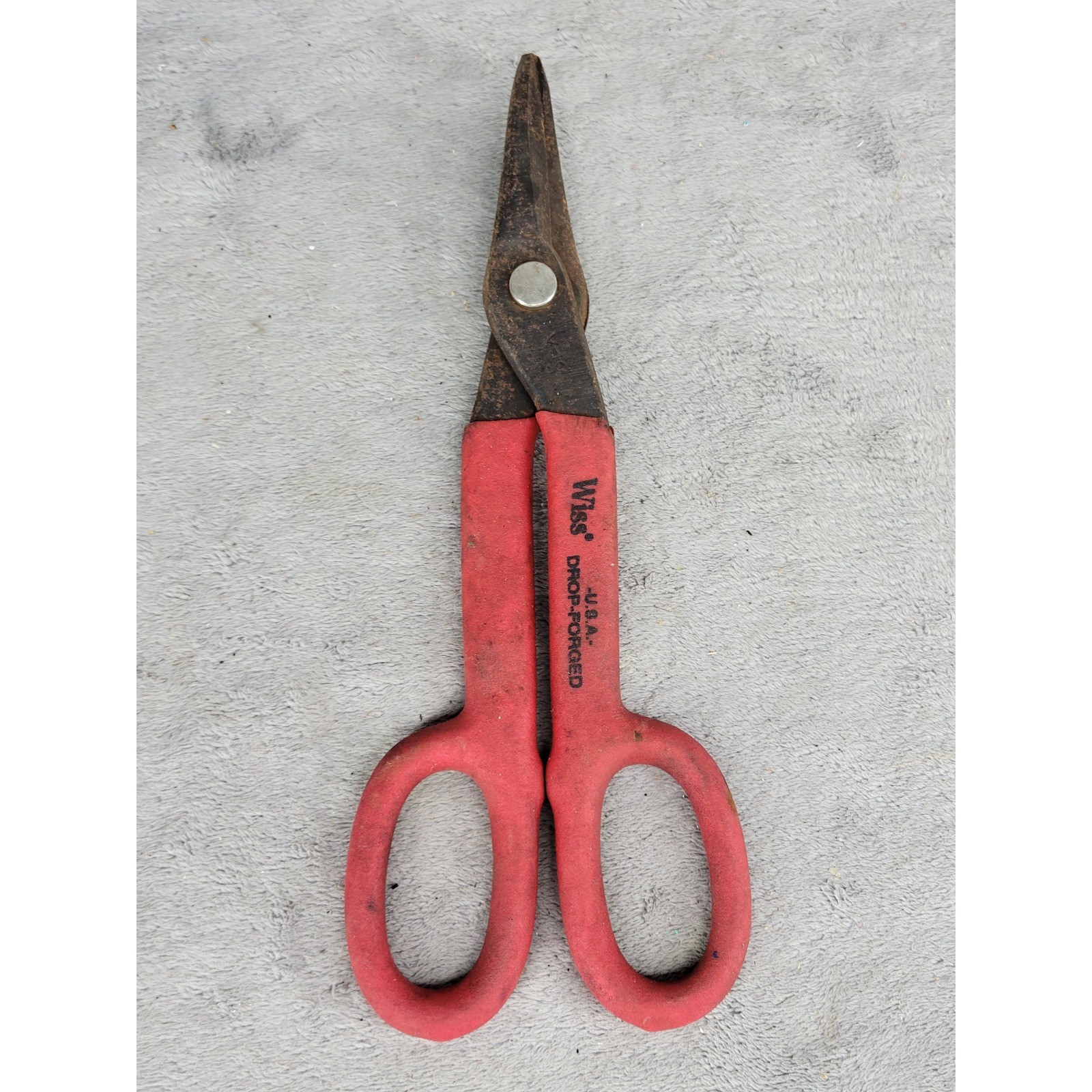 Wiss V-10 Tin Snips Metal Shears 10 Inch USA Drop-Forged Steel Red Handles