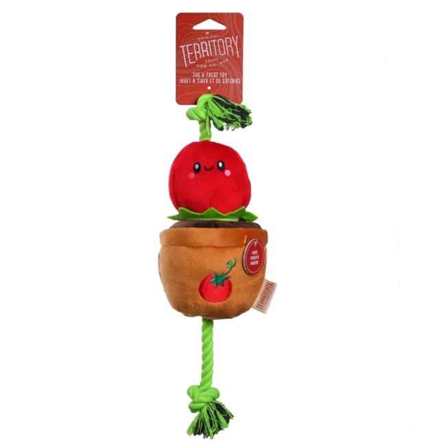Territory Tomato Treat & Tug Dog Toy Plush Pet