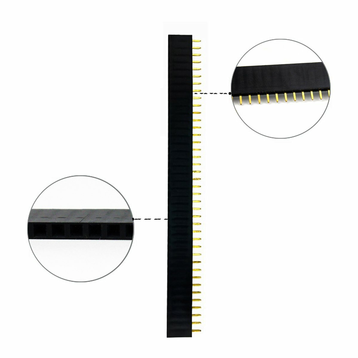 40-Socket Female Header 0.1" 2.54mm PCB Strip Connectors 10/20/40/80 Piece Packs