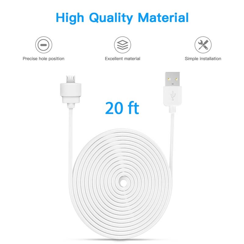 HOLACA Power Extension Cable for Blink Mini 20ft/6m Dedicated Charging Cable