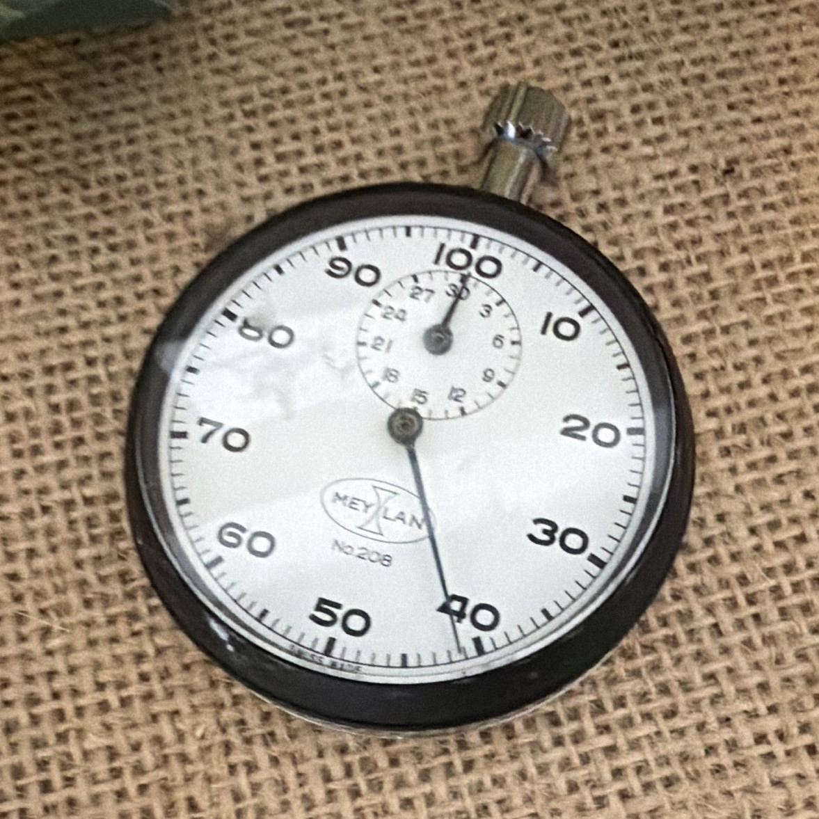 Meylan No. 208 Mechanical Analog Stopwatch Timer Metal Silver/Black