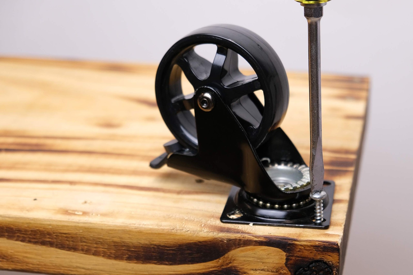 8300E Vintage Series 4-Inch 6-Spoke Designer Caster, 4 Pack - Gloss Black