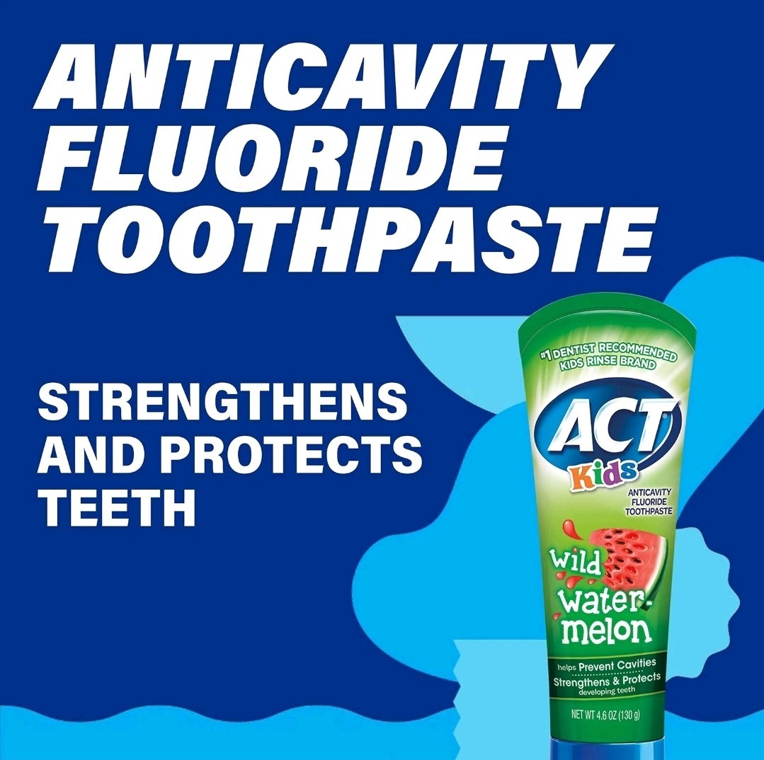ACT Kids Anticavity Fluoride Toothpaste, Wild Watermelon, 4.6 oz.