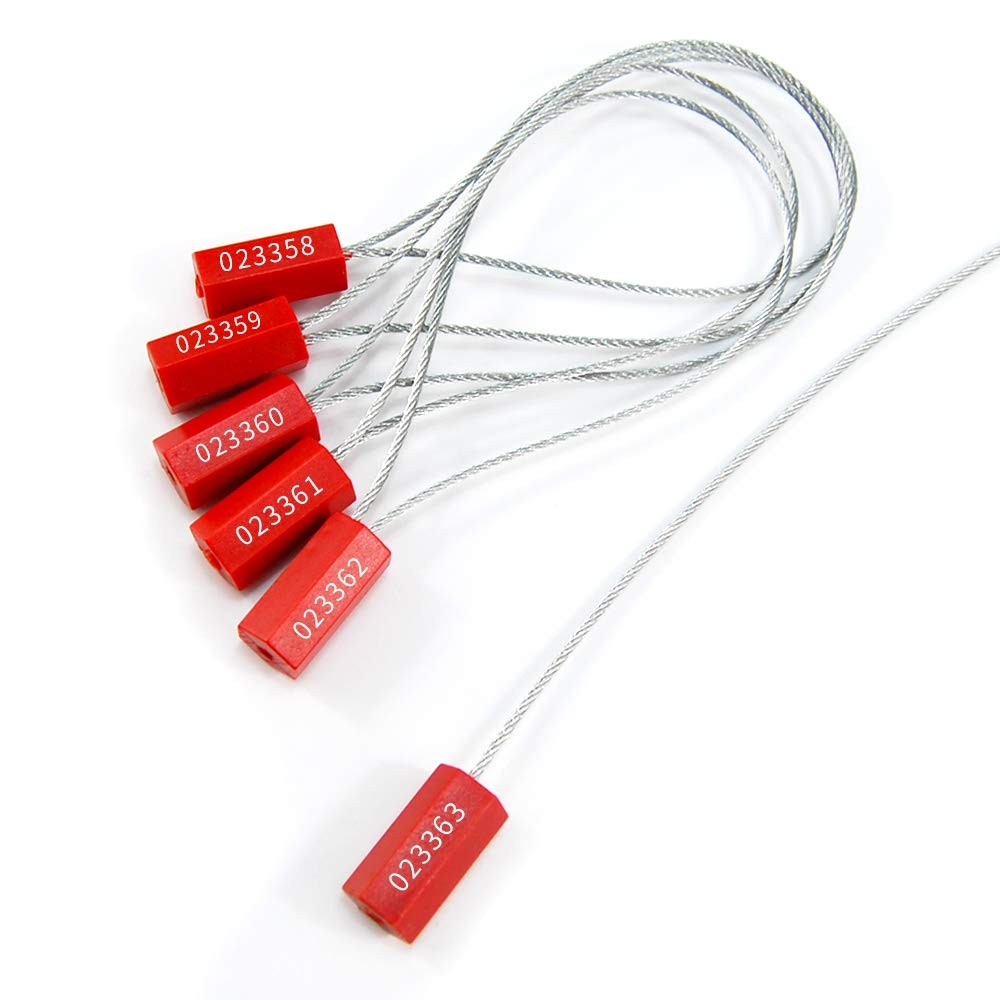 50 PCS Red PullTite Steel Security Cable Wire Seals Numbered AntiTamper