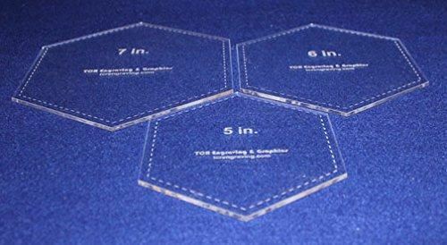 Hexagon Templates. 5", 6", 7" - Clear 1/8"