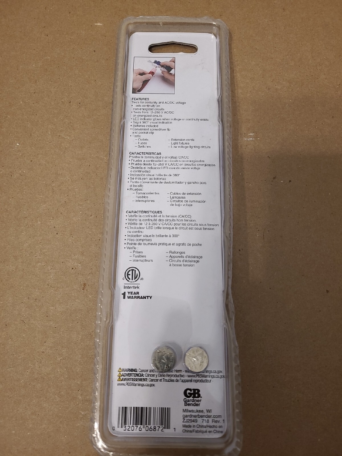 Gardner Bender GCV-3206 12-250V AC/DC Electrical Combination Screwdriver Tester