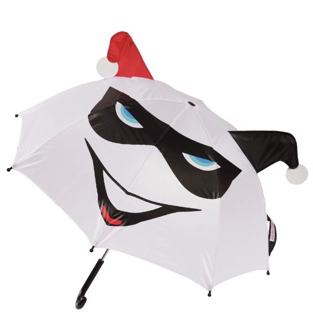 DC Comics Harley Quinn 3D Logo Face Full Size Nylon Umbrella Licensed NWT White