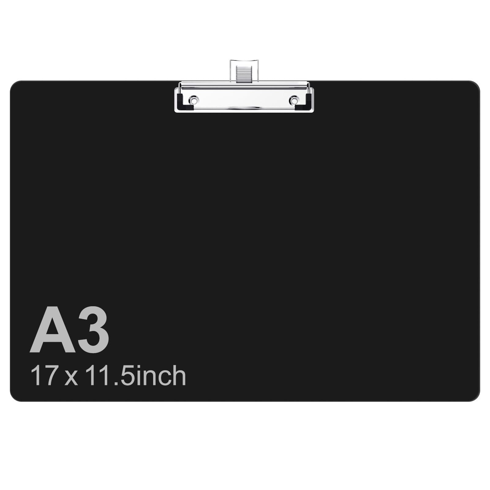 11x17 Large Clipboard with Pen Holder, Landscape Layout | Black Tabloid Size ...
