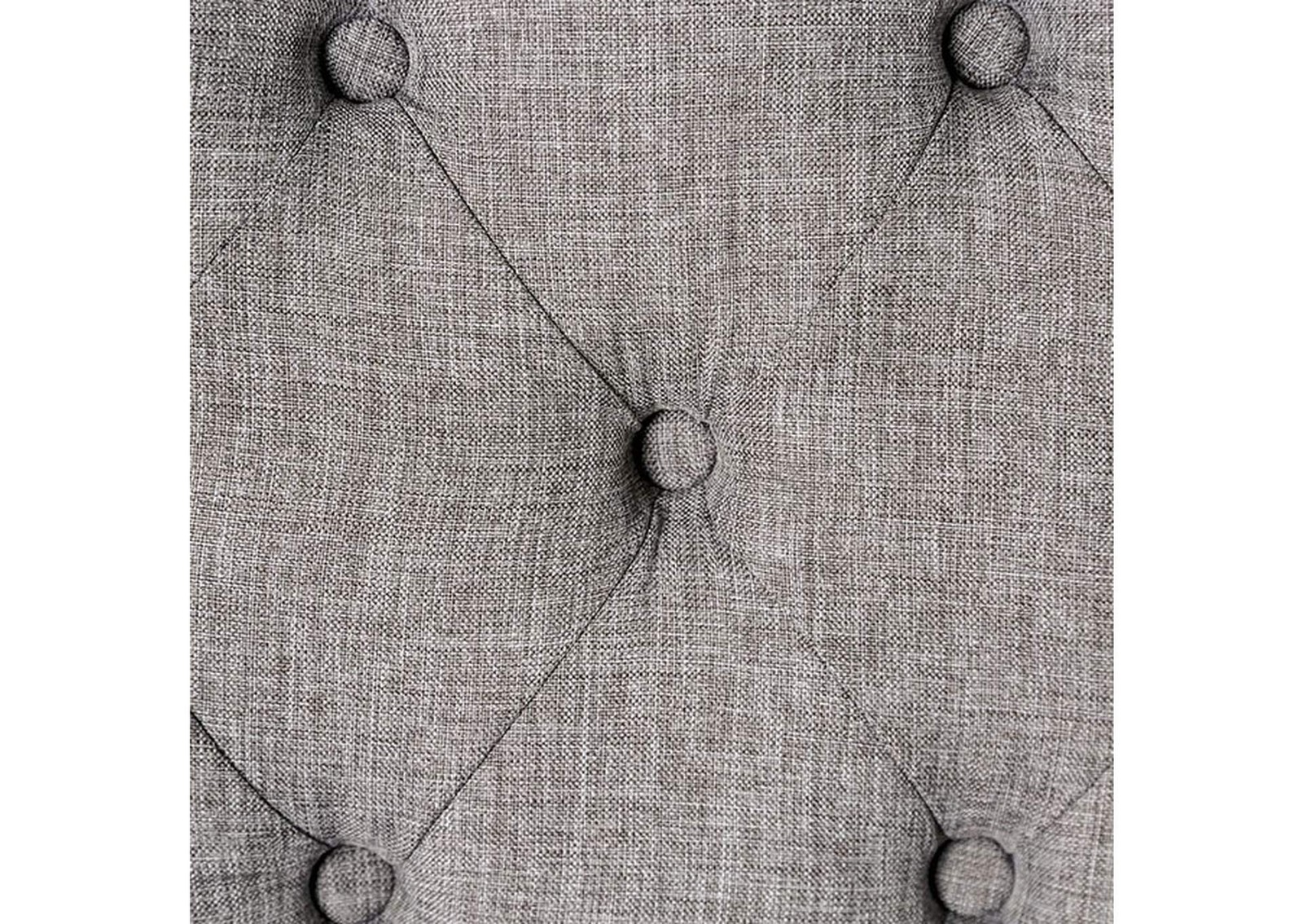 Classic Light Gray Color 1PC BENCH Button Tufted Linen Like Fabric Solid wood