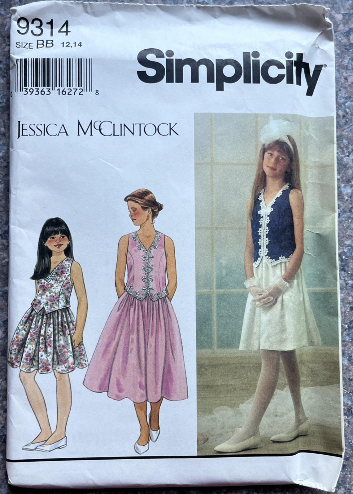 Simplicity 9314 Jessica McClintock Two-Piece Dress w Flared Skirt Sz 12-14 UNCUT