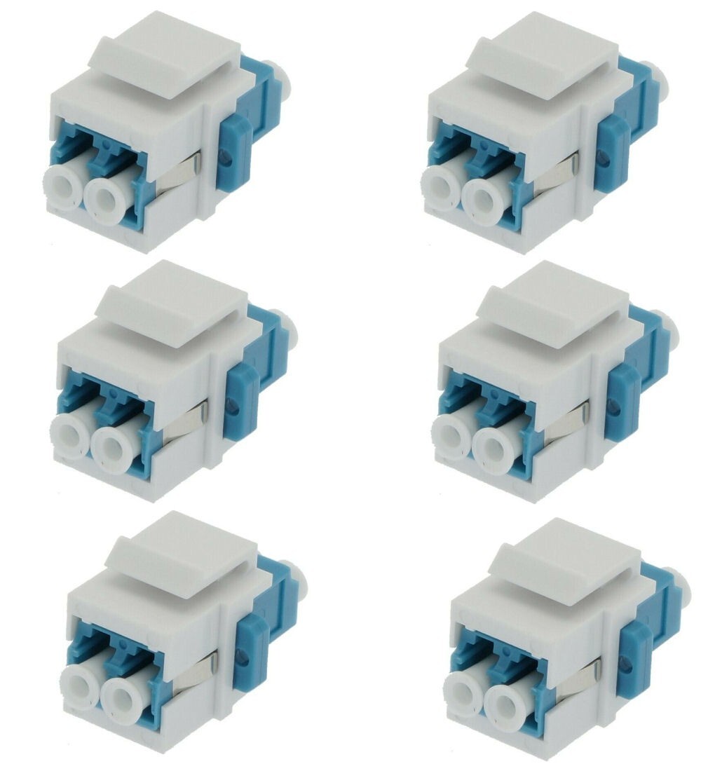 6x LC/UPC Duplex Single Mode Fiber Optical Coupler w/ Keystone Jack Snap-in Blue