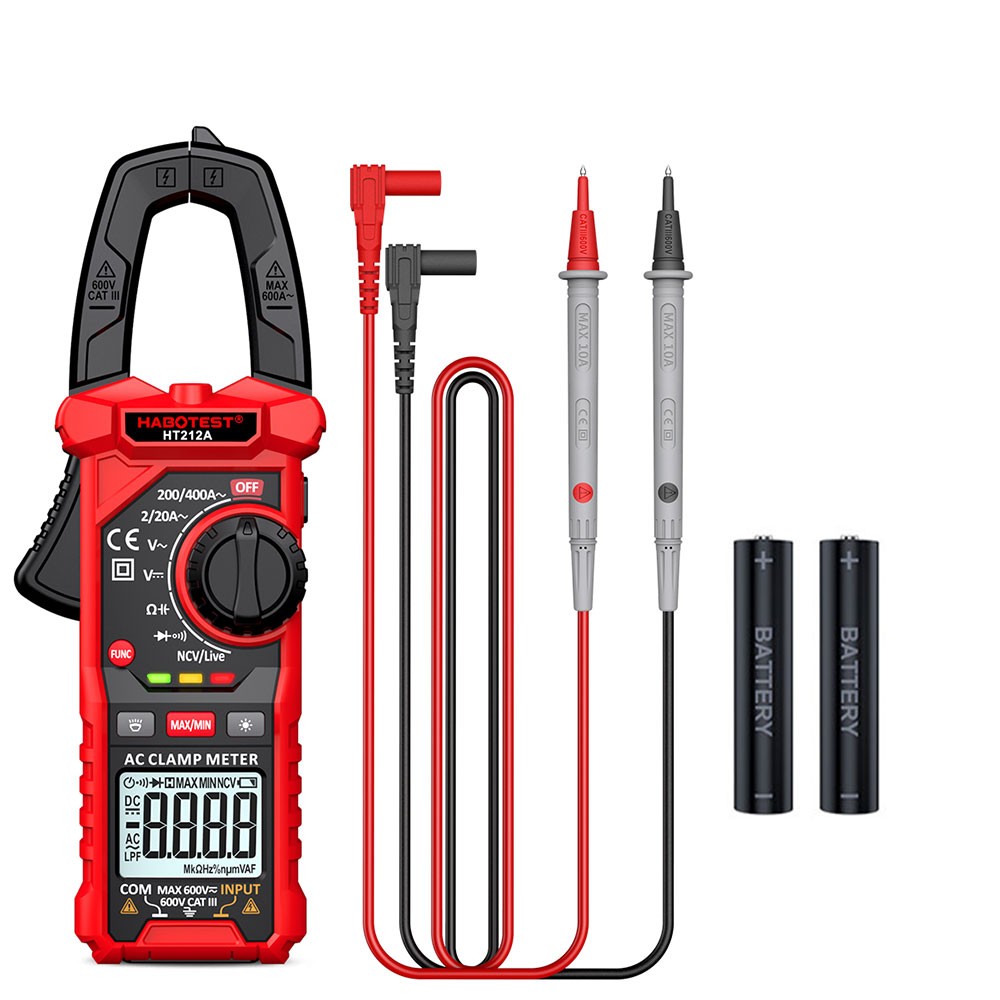 HABOTEST HT212A Digital Clamp Multimeter Volt Ohm Am Tester with Battery