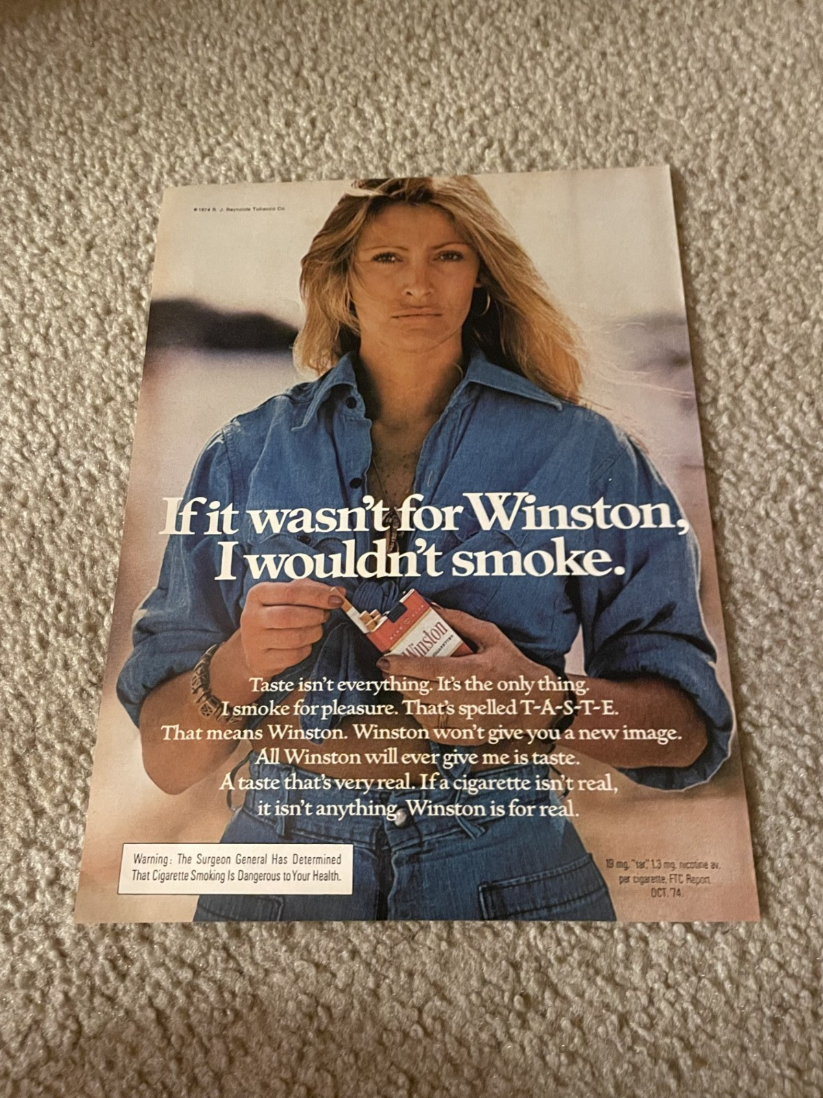 Vintage 1975 WINSTON CIGARETTES Print Ad 1970s