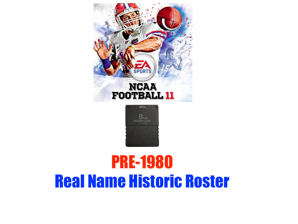 NCAA Football 11 “PRE-1980” Historic Team Rosters Real Names  PS2 PlayStation 2