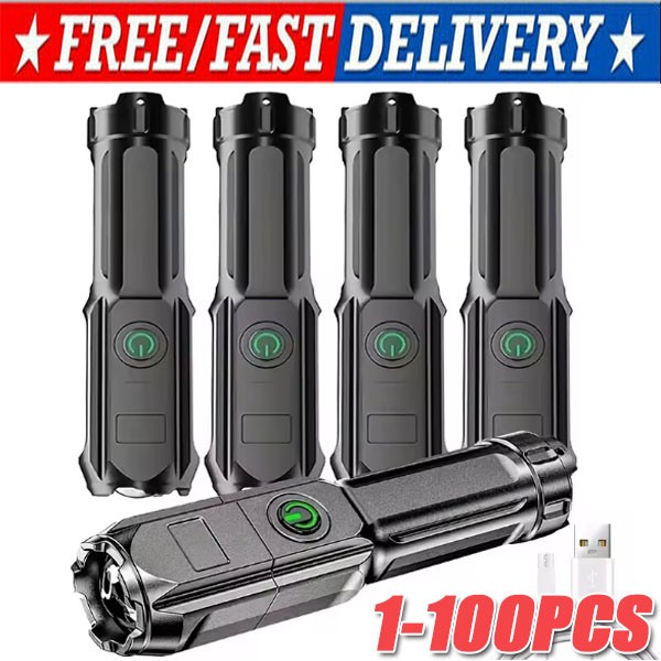 Rechargeable 990000LM LED Flashlight Tactical Police Super Bright Torch Zoomable