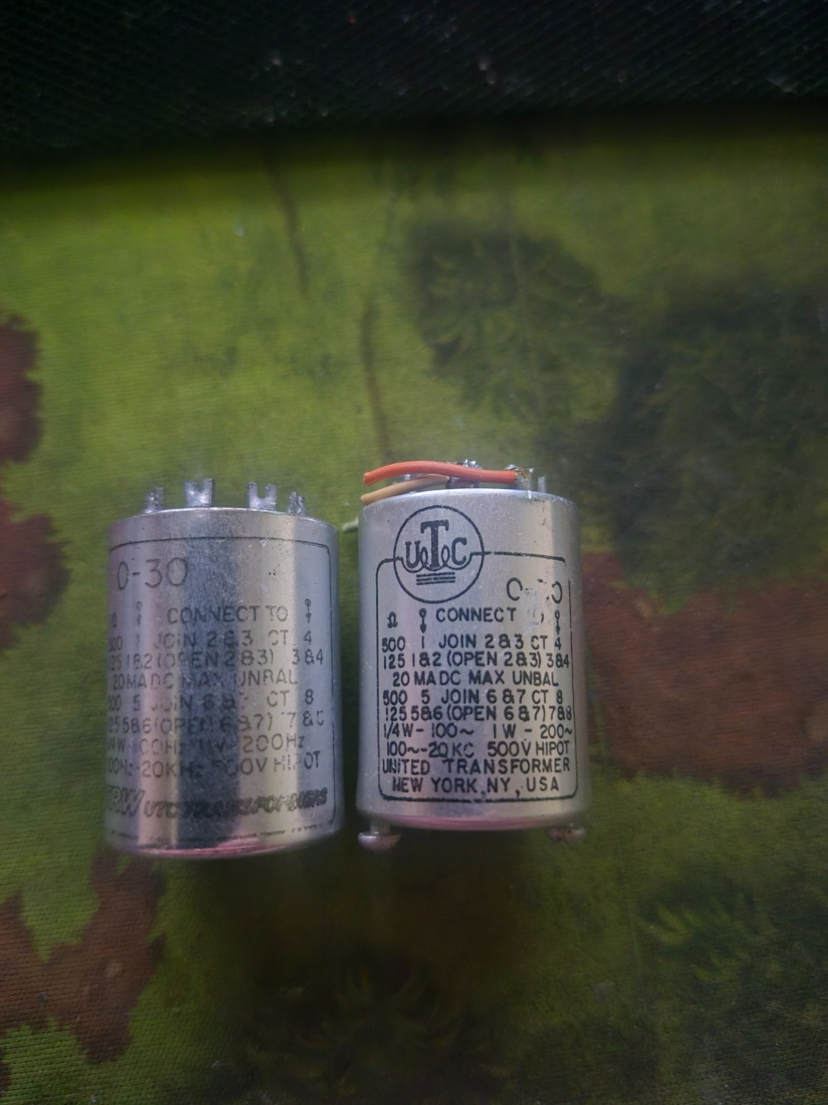 Pair UTC/TRW 0-30 Ouncer Transformers. taken from working equipment