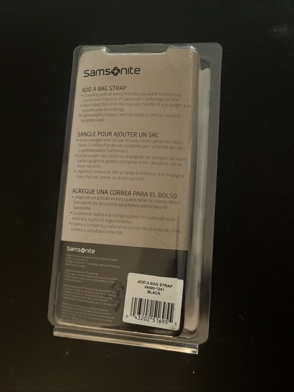 Samsonite Add A Bag Strap - Black NEW