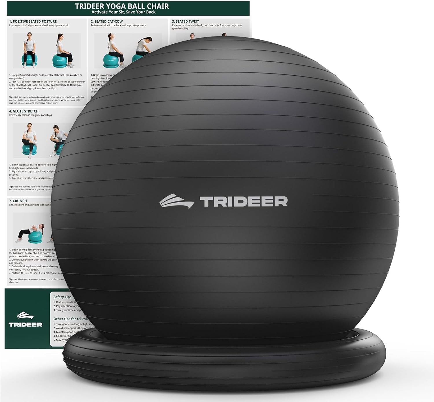 Yoga Ball Chair for Office Use - Exercise & Back Pain Relief Fitness Ball