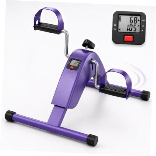 Under Desk Bike Pedal Exerciser, Mini Exercise Bike for Arm and Leg Purple
