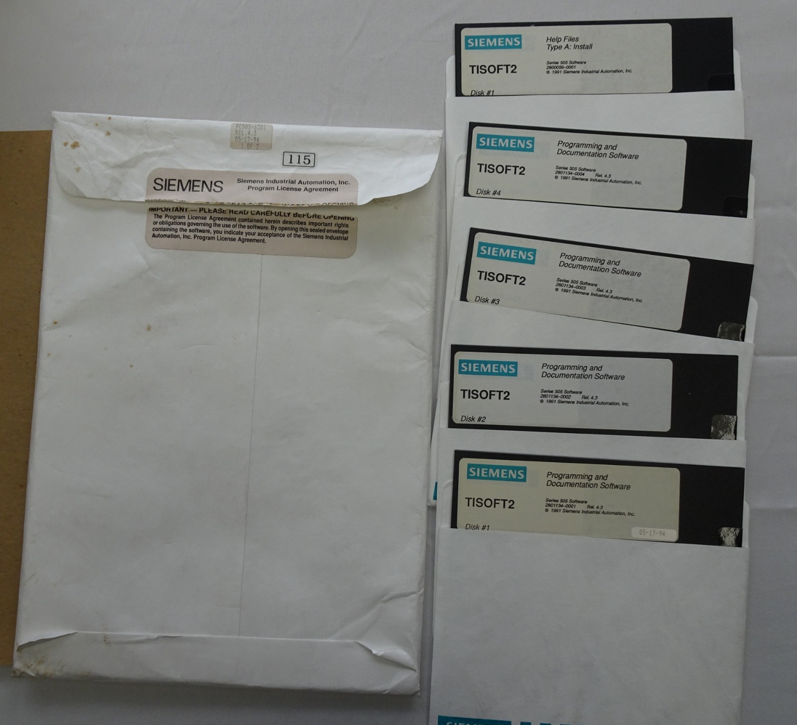 SIEMENS SOFTWARE PC505-6201 TISOFT2 REL 4.3 (ITEM 115)