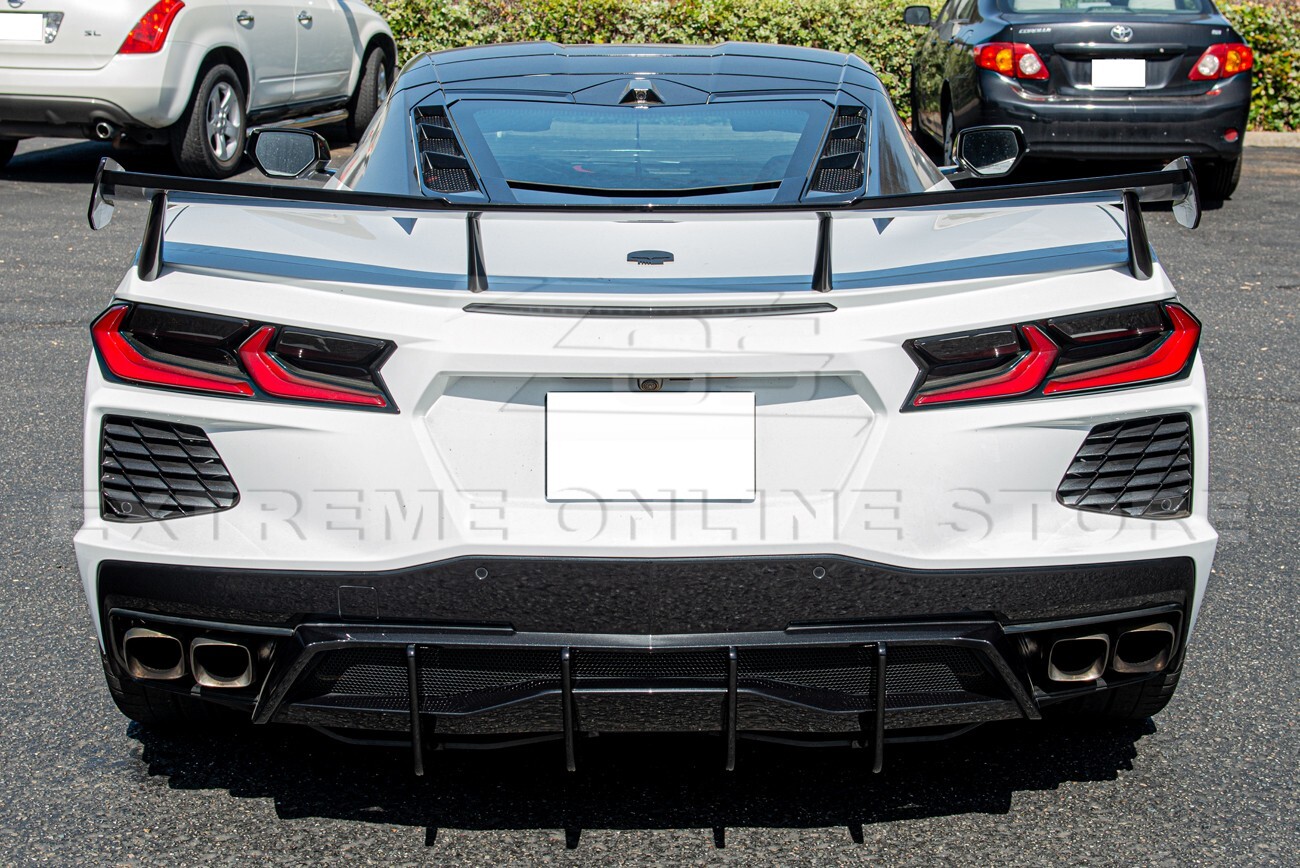 For 20-Up Corvette C8 Performance Style CARBON FLASH Rear Lower Diffuser Fin