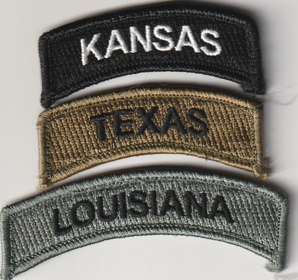 State rocker patches with full hook backing - Assorted Colors