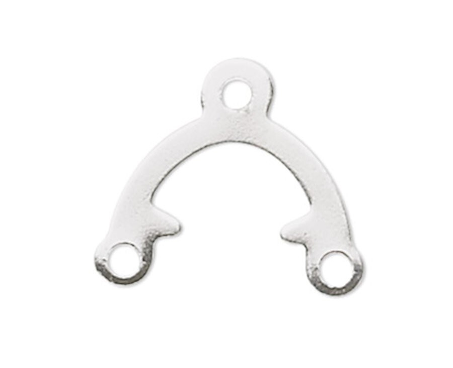 Connector, 100 Silver Plated Brass 1 & 2 Loop Links 9x9mm Earring Drops