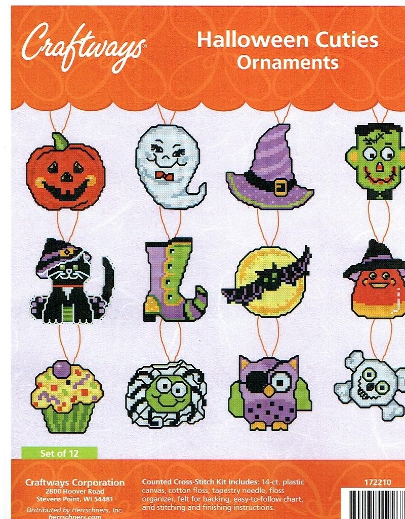 HALLOWEEN CUTIES ORNAMENTS  14ct plastic canvas  PATTERN  (#TF0336)