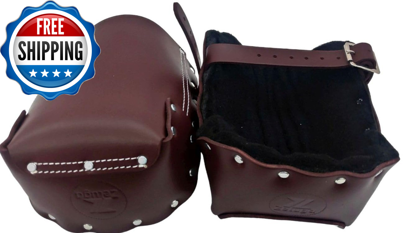 Non Slip Kneepads with Adjustable Straps Safety Leather Knee...