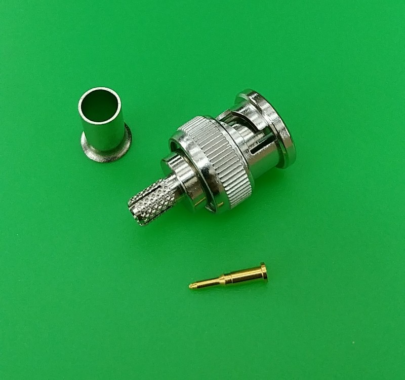 (10 PKS) BNC 3-PC Male Crimp Connectors for RG58/U Thinnet PVC Cable-USA Seller