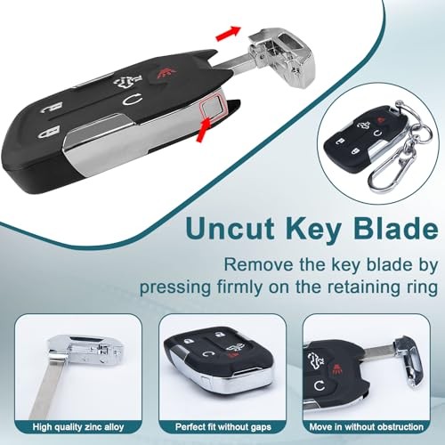 Key Fob Shell, 5 Button Remote Key Case Key case & black keyring & key cover