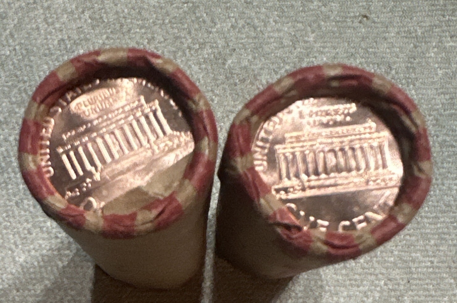 2001 D Two OBW Bank Wrapped Lincoln Cent Rolls