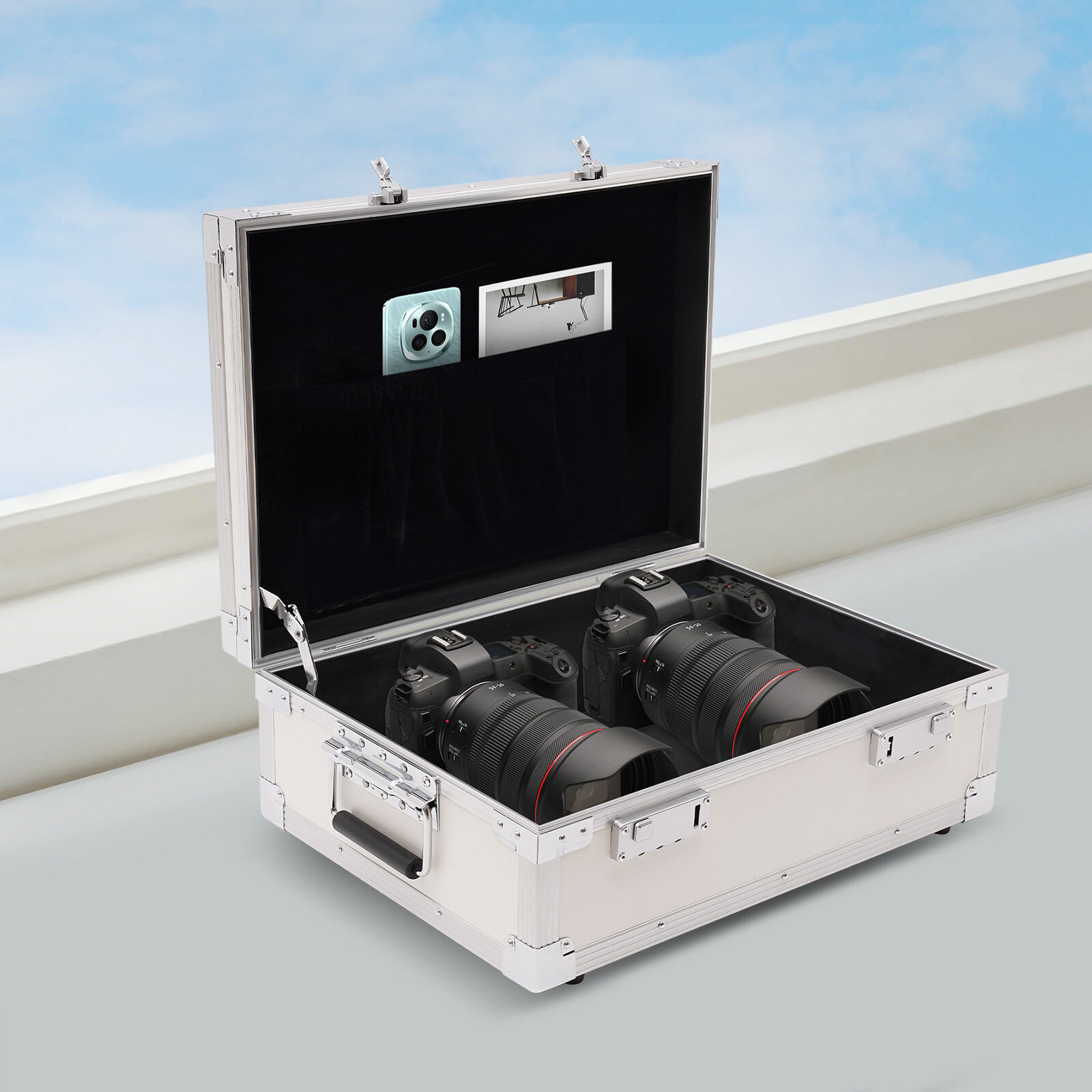 Silver Storage Lock Box Tabletop Lockable Storage Box 46*33*12.5cm Portable Box