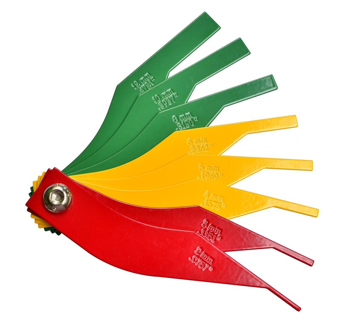 ITEQ Brake Lining Thickness Gauge 8 Piece SAE & Metric Steel Green,Yellow,Red