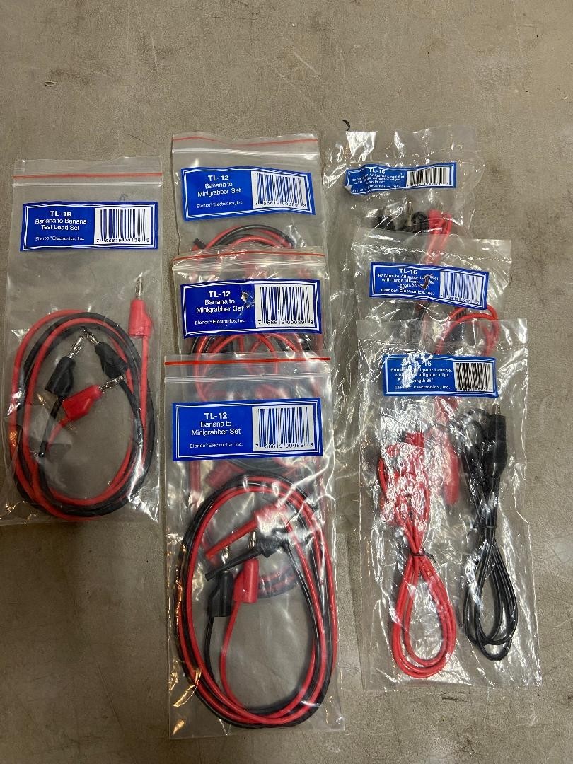 Lot Of 8 Elenco TL-16, TL-18, TL-12 Banana Large Alligator Clips Test Lead Sets