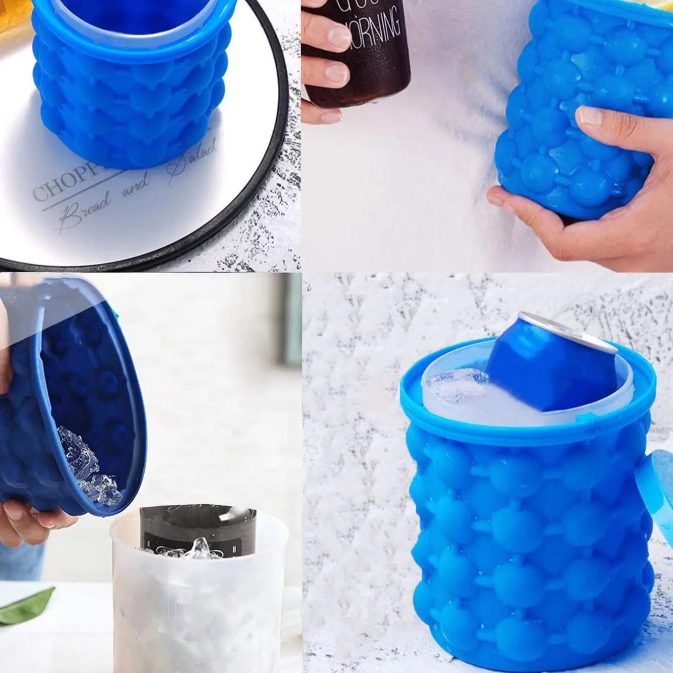 Portable Silicone Ice Cube Maker Bucket