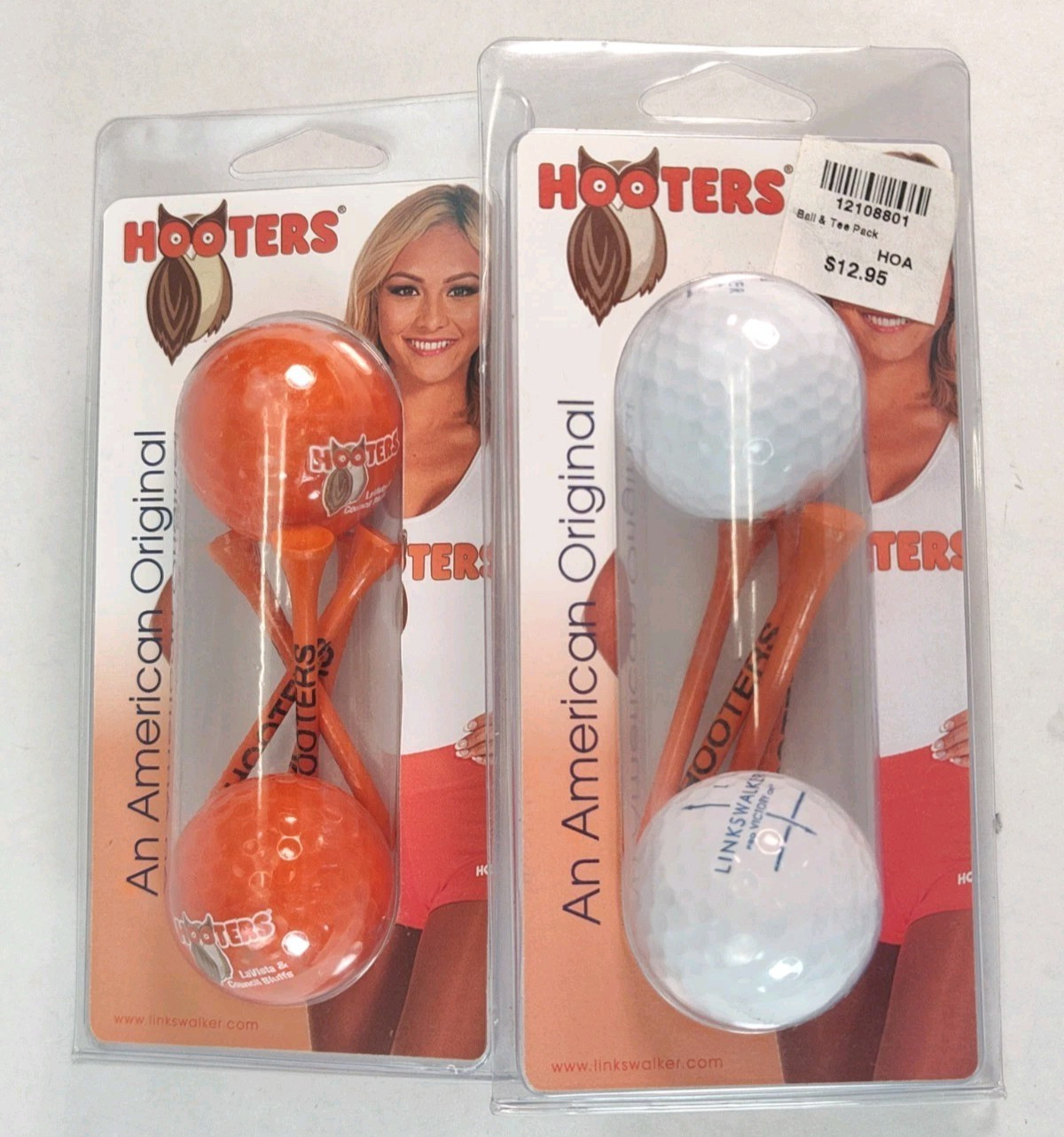 Hooters Golf Balls & Golf Tees Lot 2 Orange And White, LaVista & Council Bluffs