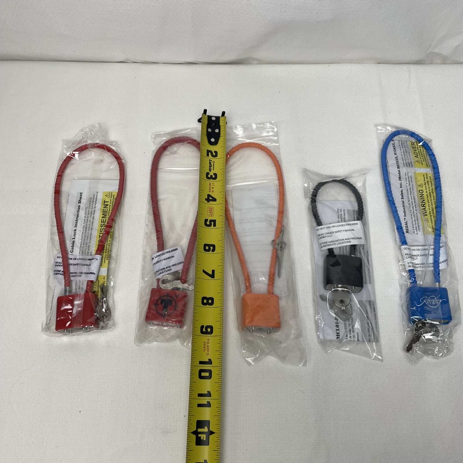 Lot of (5) - Cable Gun Locks (Kimber, Regal, T, Etc) Red Orange Black Blue NEW