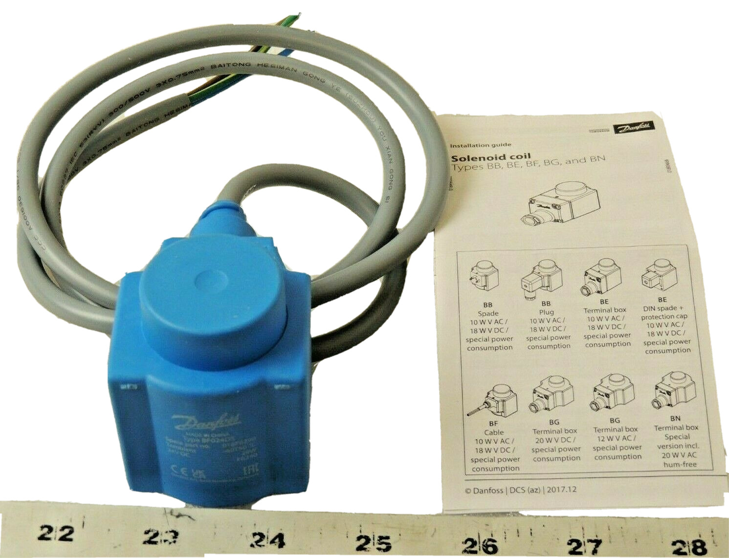 Danfoss Solenoid Coil 24V DC 29W Cable 1,00m P/N 018F6290