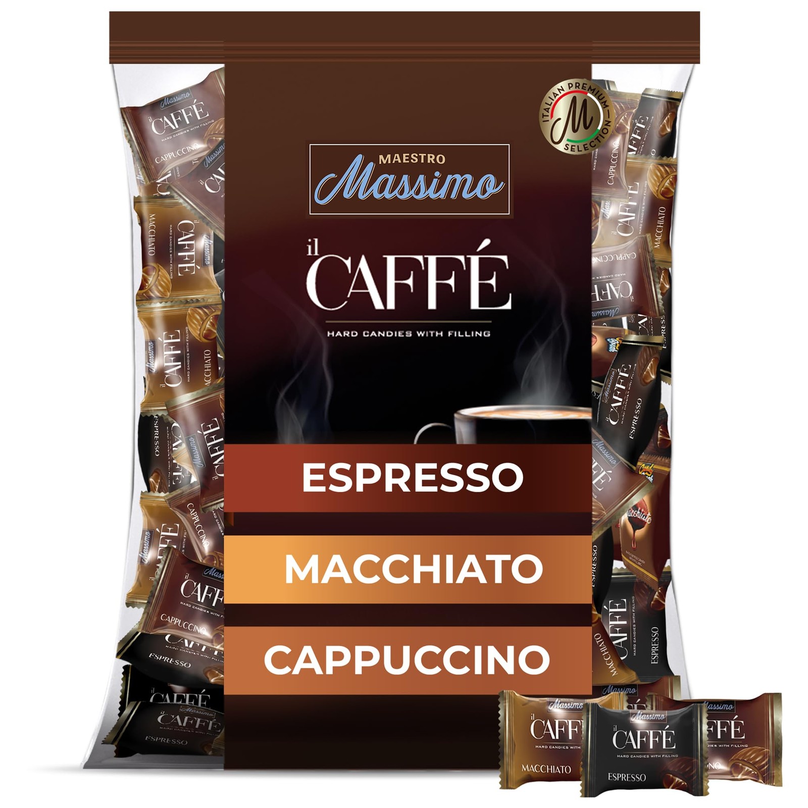 Center Filled Hard Pocket Coffee Candy, 3mg Caffeine per Candy, Individually ...