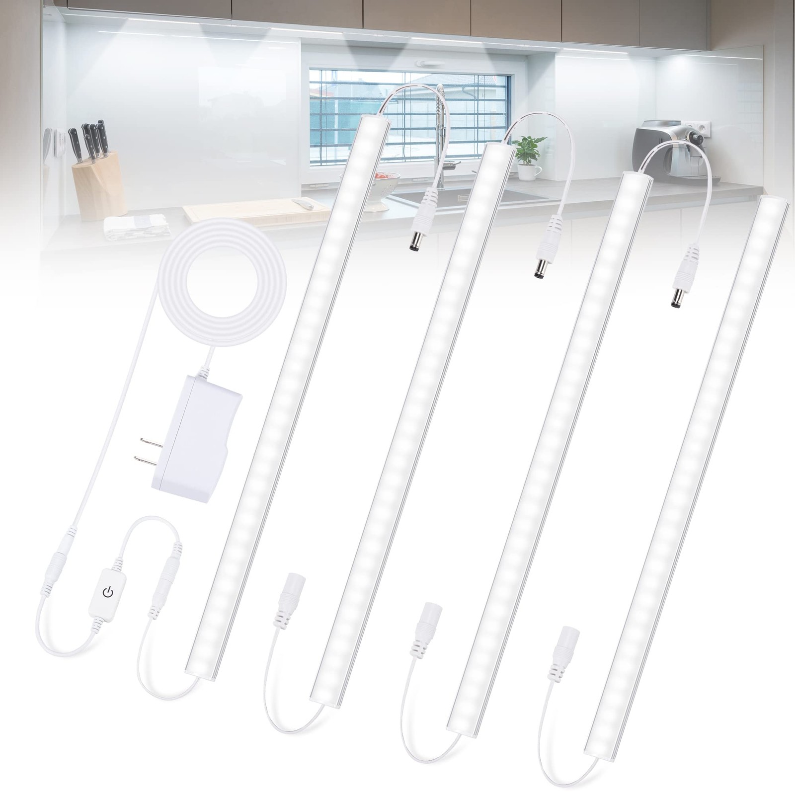 Under Cabinet Lights Plug-in Cold White 6000K, Dimmable LED Under Cabinet Lig...