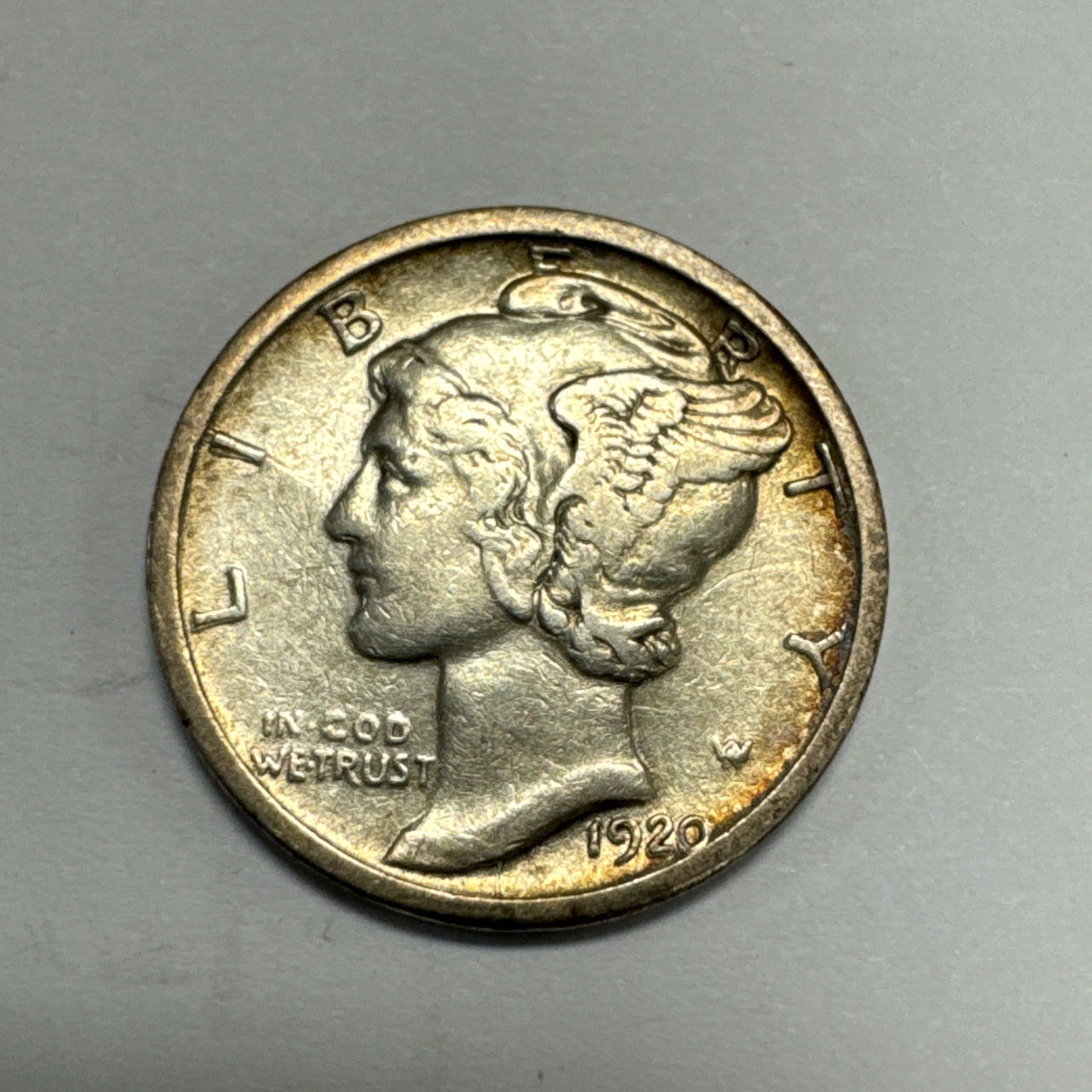 1920-D Mercury Silver Dime XF