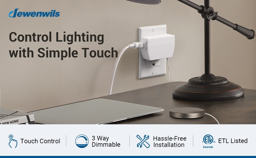 DEWENWILS Touch Dimmer Switch, 3 Levels Touch Pad Control Dimmable LED/CFL Light