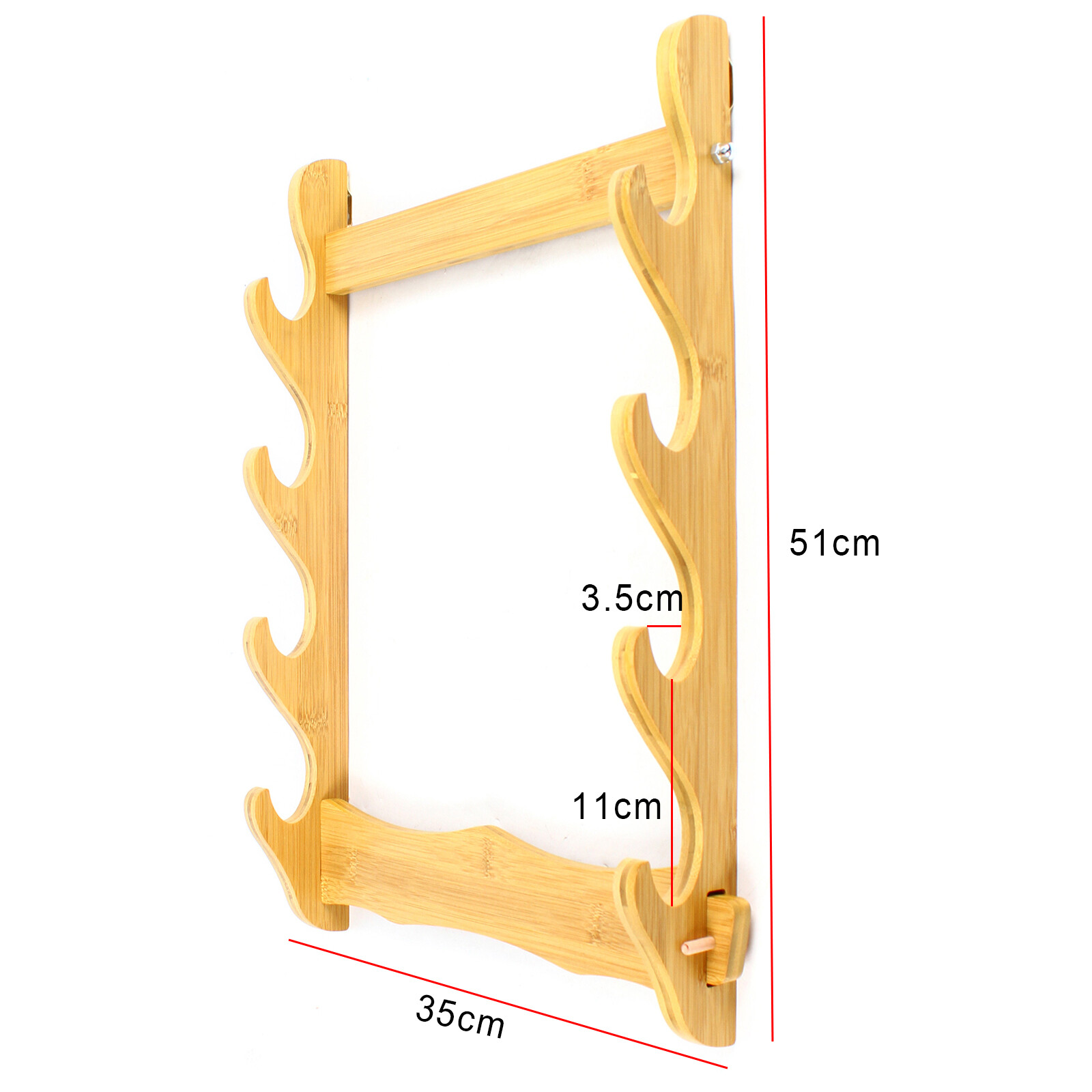 4-Tier Wall Mounted Samurai Sword Holder Katana Stand Flute Display Stand Rack