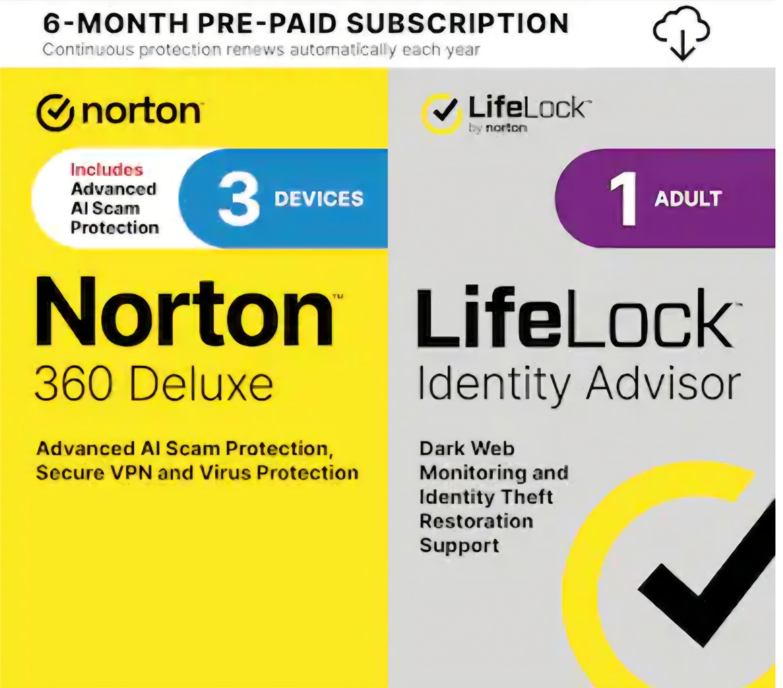 Norton - 360 (3 Device) with LifeLock Identity Advisor 6 Months Subscription,
