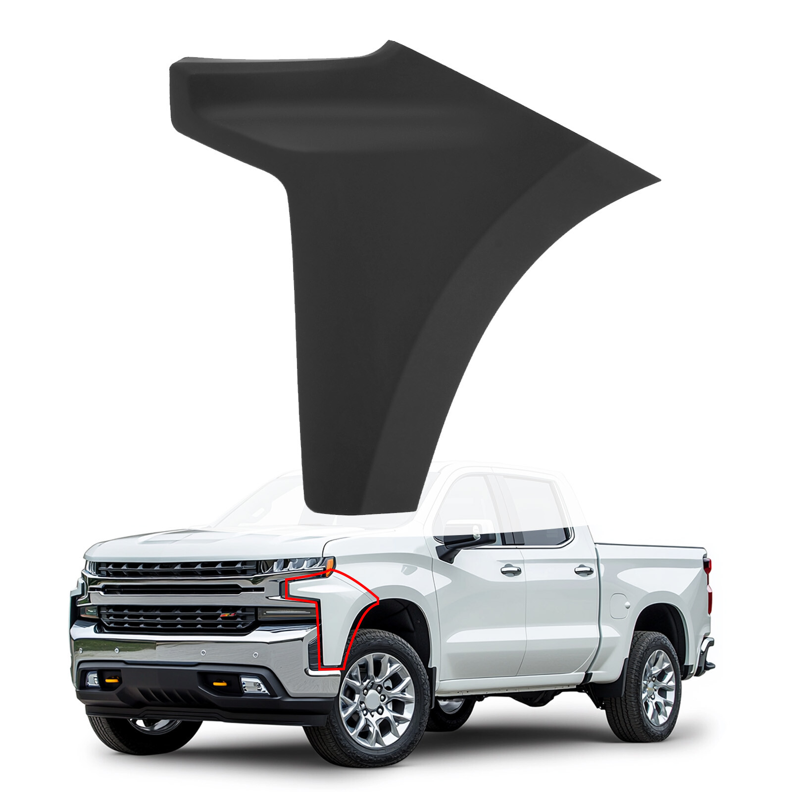Left Side Front Bumper End Cap For Chevrolet Silverado 1500 2019-2022 GM1016110
